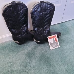 Durango Black Leather Silver Tips Western Cowboy Boots Size 81/2 Unisex